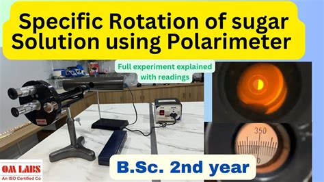 polarimeter experiment using sugar solution in hindi|polarimeter rotation formula.